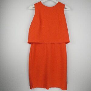 Eliza J Dress Womens 2 Orange Crepe Popover Sleeveless Sheath Stretch